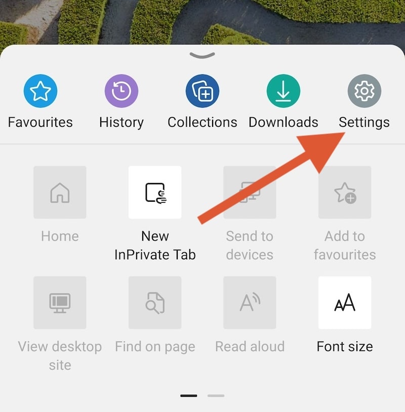 Microsoft Edge Android menu