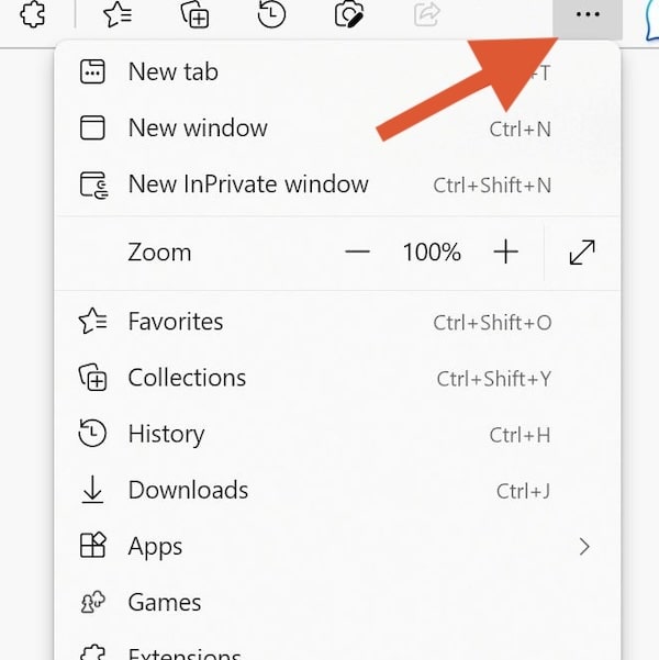 Microsoft Edge Windows three dots