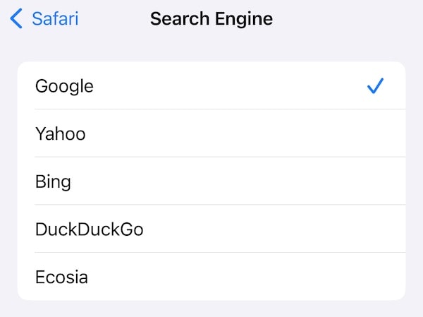 Safari iOS dropdown